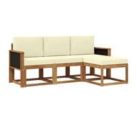 vidaXL Set di divani da esterno con cuscino 4 pcs Naturale e Crema, Divano da esterno, arredo moderno, relax in giardino e terrazza per il comfort del patio