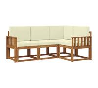 vidaXL Set di divani da esterno con cuscino 4 pcs Naturale e Crema, Divano da esterno, mobili modulari, lounge da giardino, seduta patio resistente, set terrazza confortevole
