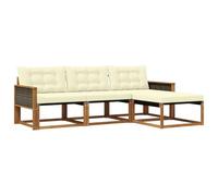 vidaXL Set di divani da esterno con cuscino 4 pcs Naturale e Crema, Divano da Giardino, Sezionale Moderno, Mobili da Esterno, Set per Patio, Comfort per la Tua Terrazza