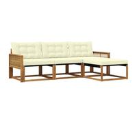 vidaXL Set di divani da esterno con cuscino 4 pcs Naturale e Crema, Divano da Giardino, Sezionale Moderno, Mobili da Esterno, Set per Patio, Comfort per la Tua Terrazza