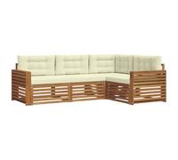 vidaXL Set di divani da esterno con cuscino 4 pcs Naturale e Crema, Divano Sezionale Moderno per Giardino, Mobili Resistente per Patio, Comodo Posto per Rilassarsi all'Aperto