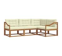 vidaXL Set di divani da esterno con cuscino 4 pcs Naturale e Crema, Mobili da esterno adattabili, set di divani moderni per il patio, sezione modulare comoda, relax in giardino