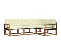 vidaXL Set di divani da esterno con cuscino 4 pcs Naturale e Crema, Set da giardino, divano moderno, arredamento resistente, seating elegante per terrazza, patio per rilassarsi