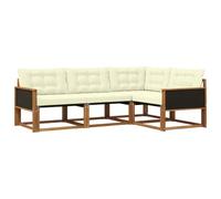 vidaXL Set di divani da esterno con cuscino 4 pcs Naturale e Crema, Set da giardino, divano moderno, arredamento resistente, seating elegante per terrazza, patio per rilassarsi