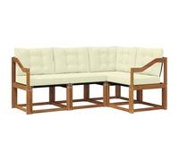 vidaXL Set di divani da esterno con cuscino 4 pcs Naturale e Crema, Sofa moderno da giardino, divano sezione per patio, comodo, resistente, perfetto per lounge all'aperto