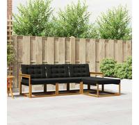 vidaXL Set di divani da esterno con cuscino 4 pcs Naturale e Nero, Divano da Giardino, Sezionale Moderno, Mobili da Esterno, Set per Patio, Comfort per la Tua Terrazza