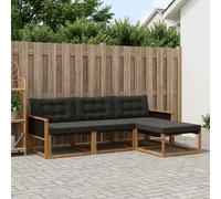 vidaXL Set di divani da esterno con cuscino 4 pcs Naturale e Nero