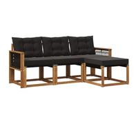 vidaXL Set di divani da esterno con cuscino 4 pcs Naturale e Nero