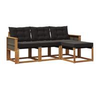 vidaXL Set di divani da esterno con cuscino 4 pcs Naturale e Nero, Divano da Giardino, Set Moderno per Esterni, Lounge Resistente, Comodo Posto per il Terreno