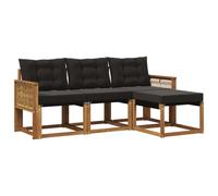 vidaXL Set di divani da esterno con cuscino 4 pcs Naturale e Nero, Divano da Giardino, Set Moderno per Esterni, Lounge Resistente, Comodo Posto per il Terreno