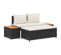 vidaXL Set di divani da esterno con cuscino 4 pcs Nero e Bianco Crema, Divano da Esterno alla Moda, Mobili Moderni per Giardino, Panchina Versatile in Legno di Acacia, Perfetta per il Patio