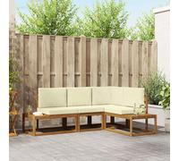 vidaXL Set di divani da esterno con cuscino 4 Pezzo Naturale e Crema, Divano da giardino, Set moderno da esterno, Seduta sezionale durevole, Lounge resistente agli agenti atmosferici, Mobili da giard