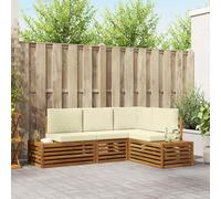 vidaXL Set di divani da esterno con cuscino 4 Pezzo Naturale e Crema, Divano da Giardino Elegante, Set Sezionale Moderno, Mobili Resistenti, Comfort per Patio e Terrazza