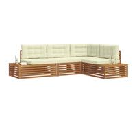 vidaXL Set di divani da esterno con cuscino 4 Pezzo Naturale e Crema, Arredamento da giardino, divano sezione moderno per esterni, lounge patio resistente, seduta comoda per terrazzo
