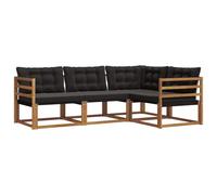 vidaXL Set di divani da esterno 4 pz Naturale e Nero