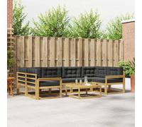 vidaXL Set di divani da esterno con cuscino 5 pcs Bianco e Antracite, Divano da Giardino Moderno, Set Sezionale per Patio, Relax in Giardino con Acacia, Posti a bordo piscina
