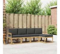 vidaXL Set di divani da esterno con cuscino 5 pcs Bianco e Antracite, Set Divano da Giardino, Mobili da Esterno Moderni, Seduta Resistente per Terrazzi, Patii e Cortili