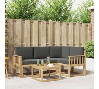 vidaXL Set di divani da esterno con cuscino 5 pcs Bianco e Antracite, Mobili da giardino, moderno divano all'aperto, set modulare per patio, scomodo per il soggiorno
