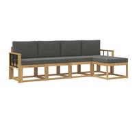 vidaXL Set di divani da esterno con cuscino 5 pcs Bianco e Antracite, Set Divano da Giardino, Mobili da Esterno Moderni, Seduta Resistente per Terrazzi, Patii e Cortili