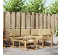 vidaXL Set di divani da esterno con cuscino 5 pcs Bianco e Beige, Mobili da giardino, moderno divano all'aperto, set modulare per patio, scomodo per il soggiorno