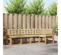 vidaXL Set di divani da esterno con cuscino 5 pcs Bianco e Beige, Set di divani moderni per esterni, arredo resistente agli agenti atmosferici, comodo lettino da giardino, stile relax all'aperto