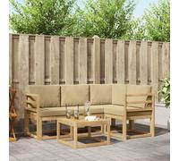 vidaXL Set di divani da esterno con cuscino 5 pcs Bianco e Beige, Mobili da giardino, moderno divano all'aperto, set modulare per patio, scomodo per il soggiorno
