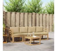 vidaXL Set di divani da esterno con cuscino 5 pcs Bianco e Beige, Divano moderno da giardino, set sezionale per relax in patio, comfort e stile assicurati