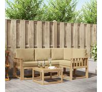 vidaXL Set di divani da esterno con cuscino 5 pcs Bianco e Beige