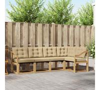 vidaXL Set di divani da esterno con cuscino 5 pcs Bianco e Beige, Set di divani moderni per esterni, arredo resistente agli agenti atmosferici, comodo lettino da giardino, stile relax all'aperto