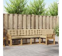 vidaXL Set di divani da esterno con cuscino 5 pcs Bianco e Beige, Divano da giardino di lusso, mobili moderni, set antivento, lettino resistente, divano in legno acacia, posto contemporaneo