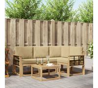 vidaXL Set di divani da esterno con cuscino 5 pcs Bianco e Beige, Divano Sezionale da Giardino, Mobili da Esterno Moderni, Lounge Durevole per Patio, Posto a Sedere per Terrazza
