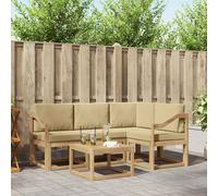 vidaXL Set di divani da esterno con cuscino 5 pcs Bianco e Beige, Mobili da giardino, moderno divano all'aperto, set modulare per patio, scomodo per il soggiorno