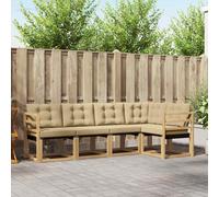 vidaXL Set di divani da esterno con cuscino 5 pcs Bianco e Beige, Divano da giardino di lusso, mobili moderni, set antivento, lettino resistente, divano in legno acacia, posto contemporaneo