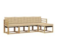 vidaXL Set di divani da esterno con cuscino 5 pcs Bianco e Beige, Set di Mobili da Giardino, Divano Moderno Esterno, Lounge Sezionale, Locale Patio Comodo