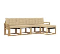 vidaXL Set di divani da esterno con cuscino 5 pcs Bianco e Beige, Set di Mobili da Giardino, Divano Moderno Esterno, Lounge Sezionale, Locale Patio Comodo