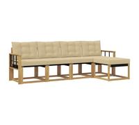 vidaXL Set di divani da esterno con cuscino 5 pcs Bianco e Beige, Set di Mobili da Giardino, Divano Moderno Esterno, Lounge Sezionale, Locale Patio Comodo