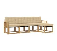vidaXL Set di divani da esterno con cuscino 5 pcs Bianco e Beige, Set di Mobili da Giardino, Divano Moderno Esterno, Lounge Sezionale, Locale Patio Comodo