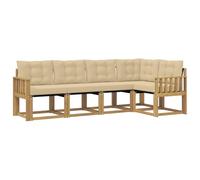 vidaXL Set di divani da esterno con cuscino 5 pcs Bianco e Beige, Divano da giardino di lusso, mobili moderni, set antivento, lettino resistente, divano in legno acacia, posto contemporaneo
