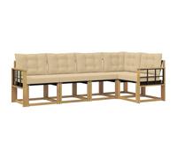 vidaXL Set di divani da esterno con cuscino 5 pcs Bianco e Beige, Set di divani moderni per esterni, arredo resistente agli agenti atmosferici, comodo lettino da giardino, stile relax all'aperto