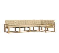 vidaXL Set di divani da esterno con cuscino 5 pcs Bianco e Beige, Set di Mobili da Esterno Moderni, Collezione di Divani per Giardino, Comoda Suite Lounge
