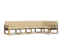 vidaXL Set di divani da esterno con cuscino 5 pcs Bianco e Beige, Set di Mobili da Esterno Moderni, Collezione di Divani per Giardino, Comoda Suite Lounge