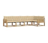 vidaXL Set di divani da esterno con cuscino 5 pcs Bianco e Beige, Set di Mobili da Esterno Moderni, Collezione di Divani per Giardino, Comoda Suite Lounge