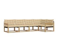 vidaXL Set di divani da esterno con cuscino 5 pcs Bianco e Beige, Set di Mobili da Esterno Moderni, Collezione di Divani per Giardino, Comoda Suite Lounge
