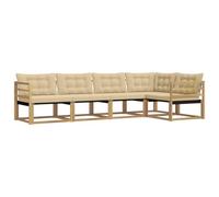 vidaXL Set di divani da esterno con cuscino 5 pcs Bianco e Beige, Set Mobili da Giardino, Design Sofà Modulare, Comoda Seduta per Esterni, Lounge Resistente per Relax