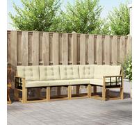 vidaXL Set di divani da esterno con cuscino 5 pcs Bianco e Crema, Set di divani moderni per esterni, arredo resistente agli agenti atmosferici, comodo lettino da giardino, stile relax all'aperto