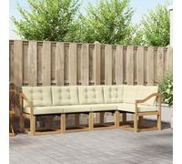 vidaXL Set di divani da esterno con cuscino 5 pcs Bianco e Crema, Set di divani moderni per esterni, arredo resistente agli agenti atmosferici, comodo lettino da giardino, stile relax all'aperto