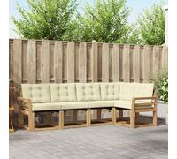 vidaXL Set di divani da esterno con cuscino 5 pcs Bianco e Crema, Set di divani moderni per esterni, arredo resistente agli agenti atmosferici, comodo lettino da giardino, stile relax all'aperto