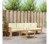 vidaXL Set di divani da esterno con cuscino 5 pcs Bianco e Crema, Divano moderno da giardino, set sezionale per relax in patio, comfort e stile assicurati