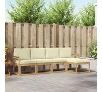 vidaXL Set di divani da esterno con cuscino 5 pcs Bianco e Crema, Set Divano da Giardino, Mobili da Esterno Moderni, Seduta Resistente per Terrazzi, Patii e Cortili