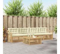 vidaXL Set di divani da esterno con cuscino 5 pcs Bianco e Crema, Mobili da giardino, divano sezionale moderno per terrazza, comfort per lounge all'aperto